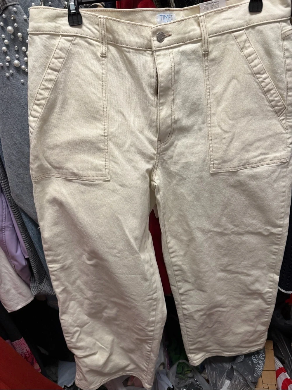 Terra & Sky Cream Women's Cargo Jeans